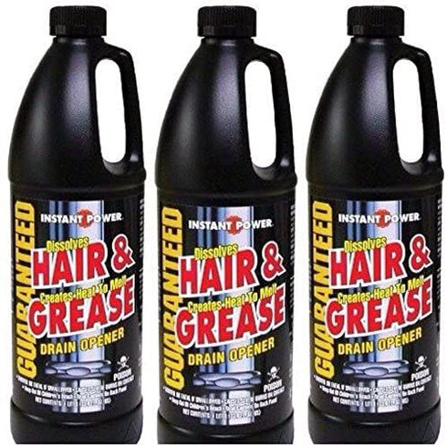 Instant Power Hair & Grease Drain Opener 1 L (3 Pack)