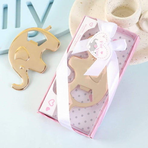 12 Pack Elephant Theme Girl Baby Shower Favors Bottle Opener, Pink Girl Baby Shower Souvenirs for Guests Elephant Shaped Bottle Opener for Birthday Wedding Favor (Pink Elephant, 12)
