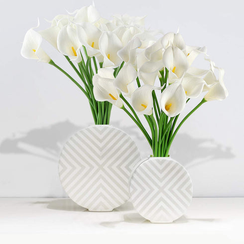 EZFLOWERY 20 Artificial Calla Lily Flowers Real Touch Latex Arrangement Bouquet Wedding Centerpiece Room Office Party Home Decor, Excellent Gift Idea (Small - 20 Pack, White)
