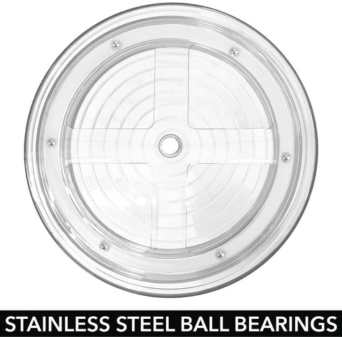 mDesign 2 Tier Lazy Susan Turntable Food Storage Container for Cabinets, Pantry, Fridge, Countertops - Raised Edge, Spinning Organizer for Spices, Condiments - 9" Round - Clear/Chrome