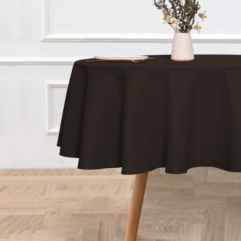 sancua Round Tablecloth - 60 Inch - Water Resistant Spill Proof Washable Polyester Table Cloth Decorative Fabric Table Cover for Dining Table, Buffet Parties and Camping, Brown