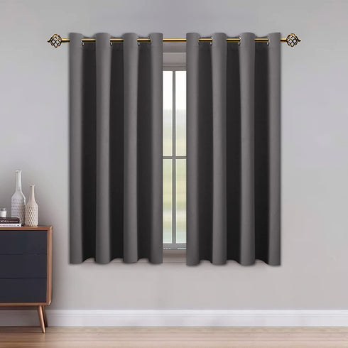 LUSHLEAF Blackout Curtains for Bedroom, Solid Thermal Insulated with Grommet Noise Reduction Window Drapes, Room Darkening Curtains for Living Room, 2 Panels, 52 x 63 inch Grey