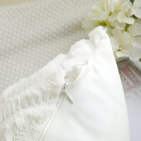 decorUhome Cream White Throw Pillow Covers 20x20 Inches Set of 2 Soft Fluffy Decorative Pillow Cases for Couch Bed Sofa