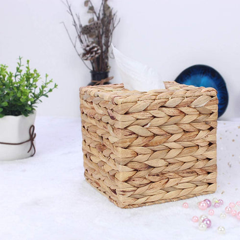YIWEN Square Tissue Box Holder Decorative Woven Tissue Box Cover Decorative Napkin Holder Automotive Decoration Tissue Cover for Bathroom Vanity Countertops, Bedroom, Desks, Tables, Office, Kitchen