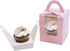 Cupcake Boxes Carriers, EUSOAR 50pcs Pink Single Individual Cupcake Boxes Holders Containers, Portable Paper Muffin Gift Boxes with Window Inserts Handle, for Wedding Birthday Party Treats Boxes