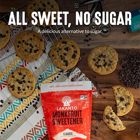 Lakanto Classic Monk Fruit Sweetener with Erythritol - White Sugar Substitute, Zero Calorie, Keto Diet Friendly, Zero Net Carbs, Baking, Extract, Sugar Replacement (Classic White - 8.29 oz)