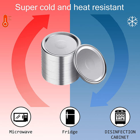 150PCS Regular Mouth Canning Lids, WOHOOW 70mm Mason Jar Canning Lids Regular Mouth, Split-Type Metal Lids for Canning, Food Grade Material Leak Proof Reusable Silver Lids with Silicone Seals Rings