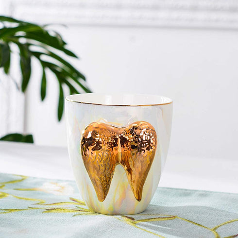 Golden Winged Angel Mug Stylish Novelty Ceramic Mug Gifts Pearlistic Mug /Porcealin Cup Angel gifts for Girl Women,bridesmaid gifts,Mother's Day Gifts Mug