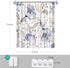 LORIE Blossoming Bluish Hibiscus Shower Curtain White Background Waterproof Fabric Bath Curtain Home Bathroom Bathtubs Decor