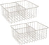 mDesign Metal Kitchen Food Storage Container Lid Holder, 3-Compartment Organizer Bin for Organization in Kitchen Cabinets, Cupboards, Pantry Shelves, Drawers - 2 Pack - Cream/Beige