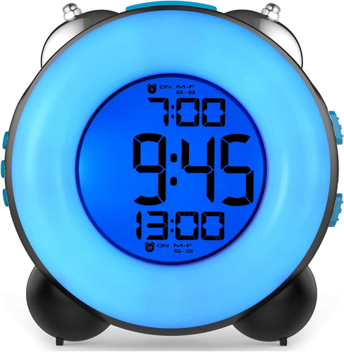 Banne Loud Alarm Clock for Heavy Sleepers with Dual Alarm Night Light Bedside Battery Powered (Black)