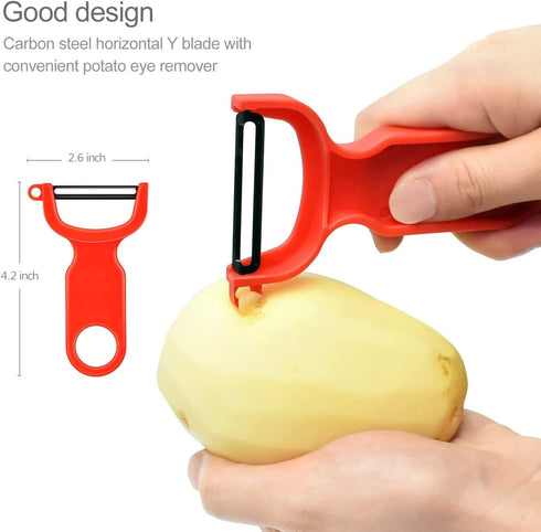 KITCHPOWERR Original Vegetable Fruit Peeler Carbon Steel Blade 3 Pack Red/Green/Yellow€¦