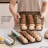 Egg holder for refrigerator Automatic Rolling, Egg Storage box Brown Transparent Drawer, Egg Tray Fridge Organizer For Household, Smart Stackable Devil Egg Container with Lid (Two Layers)
