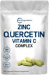 Quercetin with Zinc and Vitamin C, 200 Capsules, 3 in 1 Formula, Quercetin 500mg | Zinc 50mg (Picolinate, Citrate, Glycinate, Gluconate) | Vitamin C 500mg, Complete Immune Support - 100 Servings