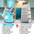 SEYODA Graters for Kitchen,Cheese Grater Efficient Vegetable Slicer with 3 Interchangeable Round Stainless Steel Blades,Easy to Clean Rotary Cheese Grater for Fruit,Vegetables,Nuts. (Blue)