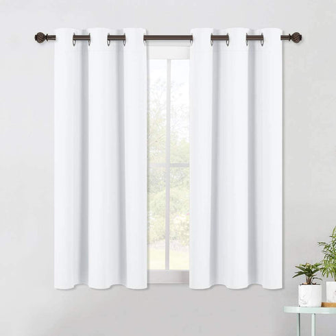 NICETOWN Curtain Panels for Bedroom - Home Decoration Solid Grommet Draperies / Drapes, Not Blackout Window Curtains for Kitchen (2 Panels, 42 by 54, White)