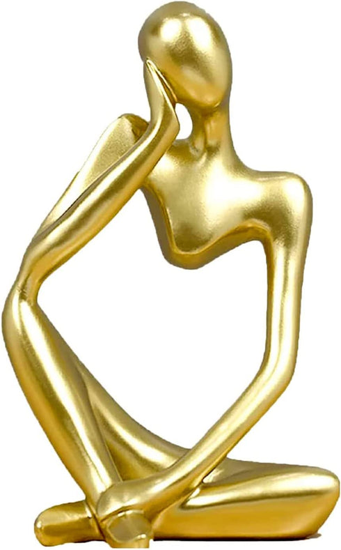 prosfalt Resin Thinker Statue Abstract Statue Home décor Accents Collectible Figurines Art Home Office Bookshelf Desktop Modern Home Decor Accent, Large 9.45 Inches(Gold-Left)