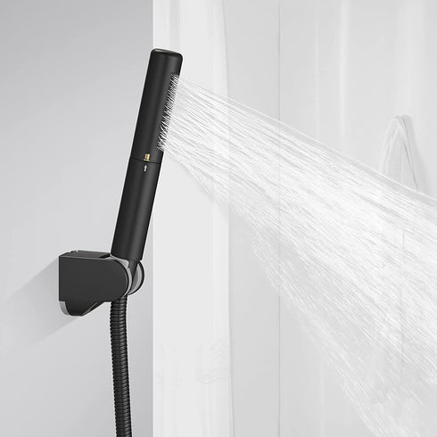 BESy 2 In 1 Function Handheld Shower Head Set High Pressure 7 Inch Shower Head High Flow Hand Shower Wand with 59 Inch Hose, Bracket, Matte Black Finish