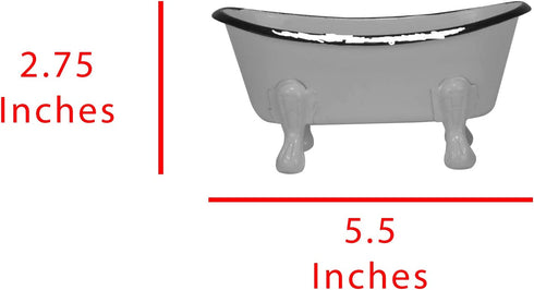 Foreside Home & Garden Black Distressed Rim White Enamel Bathtub Soap Dish