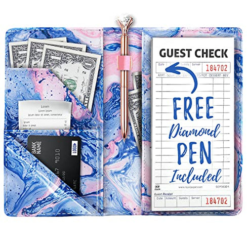 9 Pocket Server Book w/Diamond Pen, Waitress Book w/Money Pocket, Waitress Book, Server Books for Waitress, Server Books, Waitress Book Organizer, Server Book Cute, Servers Book