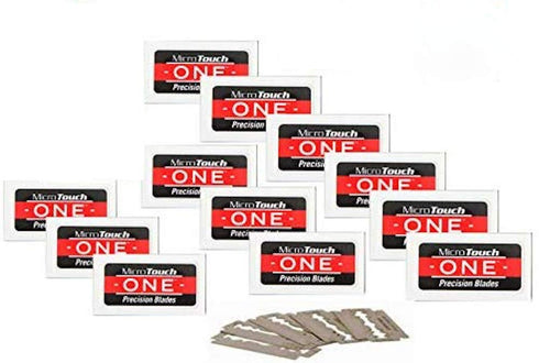 72 Premium MicroTouch ONE Nostalgic Precision Double Edge Razor Blades - Platinum Stainless Blades Work with Any Safety Razor