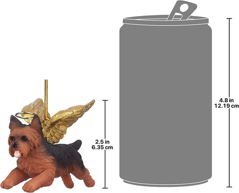 Design Toscano JH170737 Christmas Tree Ornaments - Honor The Pooch Yorkie Holiday Angel Dog Ornaments,Multi