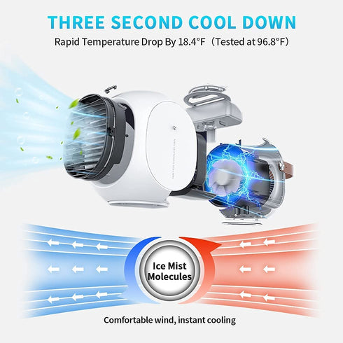 OKF Portable Air Conditioners 4000mAh - 3 in1 Air Conditioner Personal Air Conditioner Arctic Air with Warm Light, LED Display, Cooling Fans, 3 Speeds Air Humidifier, USB Port for Home Office Room
