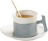 TILANY Tea Cup and Saucer Set - Snowflakes Glazed Coffee Cups with Saucer and Golden Spoon , Luxury 7 Ounce Ceramic Latte Mug Cappuccino Mugs - Drink Ware Gift For Women, Men (Grey)