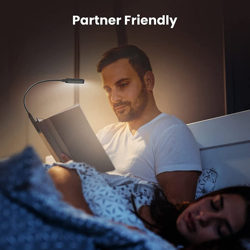 Clip on Book Light for Reading in Bed, AXX Rechargeable Reading Lights for Kids, Amber Clip Lights for Reading - LED, Small, Battery Operated, Lightweight, Portable Book Light for Bookworms (2 Pack)