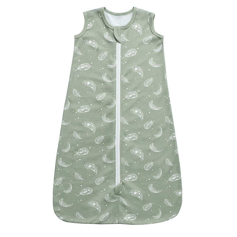 Baby Organic Cotton 0.5tog Wearable Blanket - Lightweight Sleeping Bag with 2-Way Zipper, Boys Girls Swaddle Transition Sleep Sack(Feather Green, 12-18 Months)