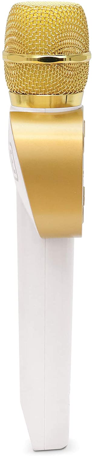 Carpool Karaoke The Mic 1.0, Wireless Karaoke Microphone System, White CPK545 by Singing Machine,Gold & White