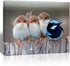 Purple Verbena Art Canvas Print Four Birds Pictures Landscape Animal Lovely Artwork HD Painting Artwork for Wall Decor Home Room Office Decoration 12x16 inches, Framed, Ready to Hang
