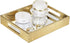 Vixdonos Decorative Mirror Tray,Gold Vanity Tray,Leather Catchall Organizer for Makeup,Perfume and Cosmetic on Dresser or Coffee Table(Small, Gold)