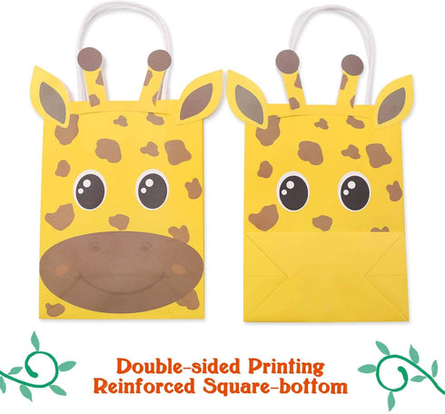 Jungle Safari Favor Bags Zoo Animals Birthday Treat Goody Bags for Kids Baby Jungle Party Favor Decorations Supplies Pack of 12
