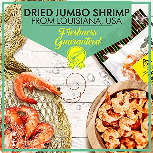 Asia Trans Dried Louisiana Large Shrimp | Hawaiian Favorite | Fresh-Caught & Dehydrated for Snacks, Asian Seafood Salad, Pad Thai, or Soup