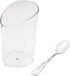 Open Cut Slanted Round Dessert Cups - 3 ounce - 40 Count - Spoons Included - Clear Plastic - Slanted Cylinder Mini Dessert Cup - Appetizer Cup - Tasting Glass-Sample Shot Glass -Disposable or Reusable