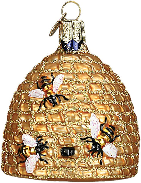 Old World Christmas Ornaments: Bee Skep Glass Blown Ornaments for Christmas Tree (12391)