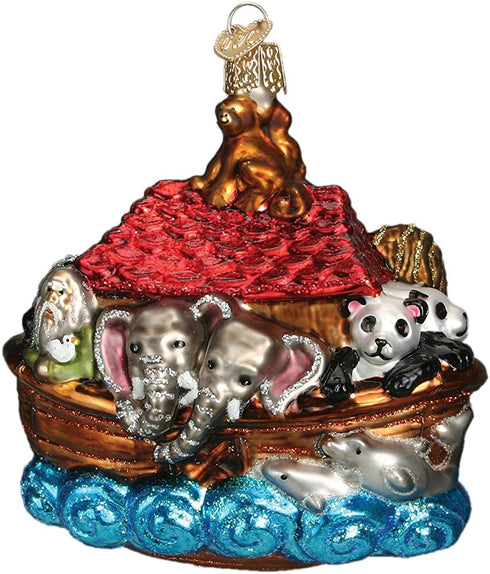 Old World Christmas Spiritual Gifts Glass Blown Ornaments for Christmas Tree Noah's Ark