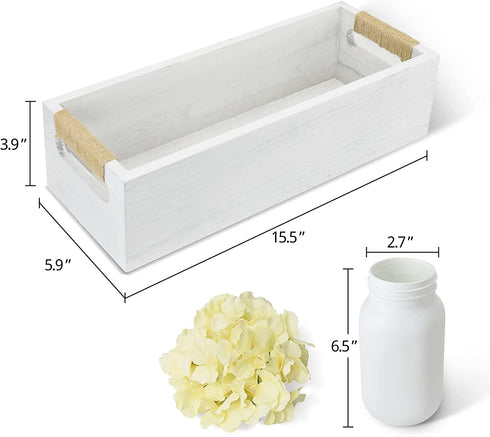 Bathroom Decor Box with Mason Jar and Artificial Flower Toilet Paper Storage Basket Toilet Tank Tray Decorative Box for Bathroom Countertop Kitchen Tabke Livingroom Home Decor