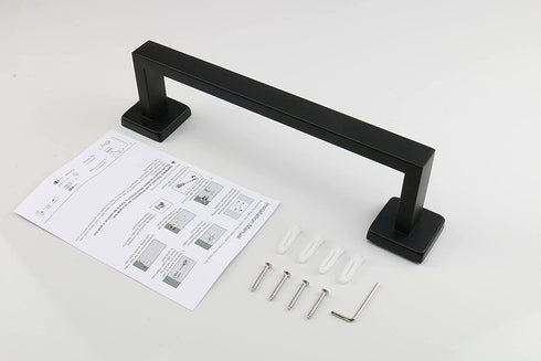 TocTen Bath Towel Rack - Square Base Thicken SUS304 Stainless Steel Towel Bar for Bathroom, Bathroom Accessories Towel Rod Heavy Duty Wall Mounted Towel Holder. (Black, 12)