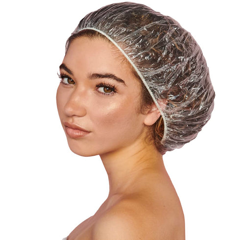 ADAMA Disposable Shower Conditioning Processing Caps, Ideal For Perms and Conditioning Treatments, Clear Caps With Elastic Trim, Standard Size For Ultimate Coverage, 30 Caps, Clear