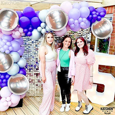 Giant, Silver Iridescent Disco Ball Balloons - 22 Inch, Silver Foil Balloon | Metallic Holographic Balloons, Disco Party Decorations | Holographic Party Decorations, Happy New Year Decorations 2023