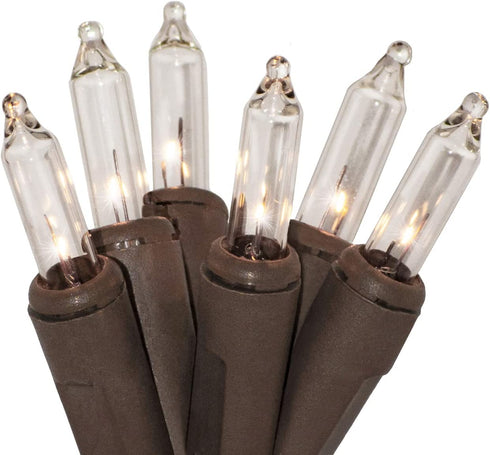 612 Vermont 35 Clear Mini Christmas String Lights on Brown Wire Cord, UL Approved for Indoor Use Only, 9 Foot of Lighted Length, 10 Foot of Total Length