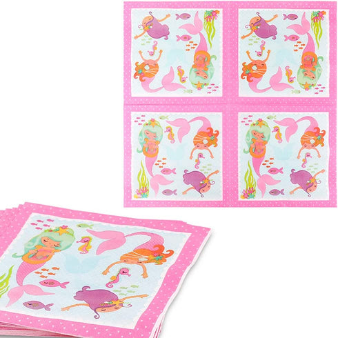 HAPYCITY 144 Pieces Mermaid Party Supplies Set Serves 24 Perfect Mermaid Birthday Packs Including Plates Napkins Cups Forks Spoons Knives