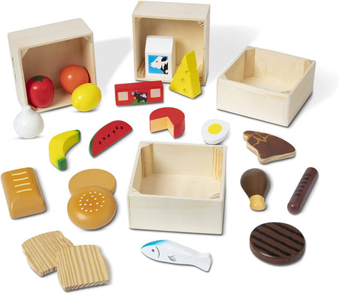 Melissa & Doug Food Groups - 21 Wooden Pieces and 4 Crates