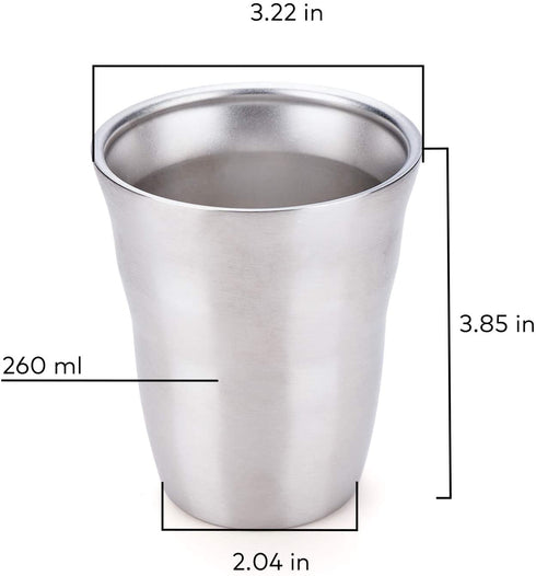 Metal Cups 8 oz Set of 4, Beasea Stainless Steel Cup 8 oz, Double Wall Stackable Small Metal Glasses for Drinking Stainless Cups Insulated Metal Drinking Cups Tumbler for Kids and Adults