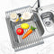 ZUKUBAMA Roll up Dish Drying Rack, Adjustable Sink Drying Rack with SUS304 Stainless Steel Multifunctional Large Cups Drain Rack Portable Drying Rack for Cups Fruits Vegetables (19.6" x 13") Gray