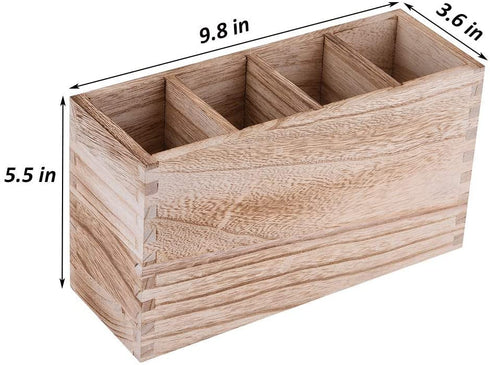 Heightened Wooden Silverware Caddy, 4 Adjustable Smart Compartments Utensil Holder, Great Flatware Caddy- Ideal for Kitchen, Dining, Home Party, Buffet, and More