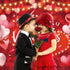 Allenjoy 82" x 59" Love Heart Valentine's Day Backdrop for Photography Picture Red Bokeh Balloons Couple Engagement Wedding Bridal Shower Party Supplies Decorations Wall Decor Banner Photo Background