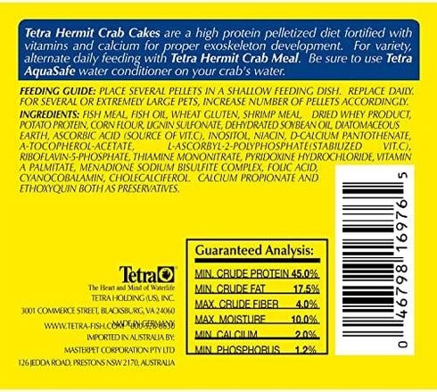 TetraFauna Hermit Crab Cakes 1.58 Ounces, Food Pellets For All Land Crabs, 100ml (16976)
